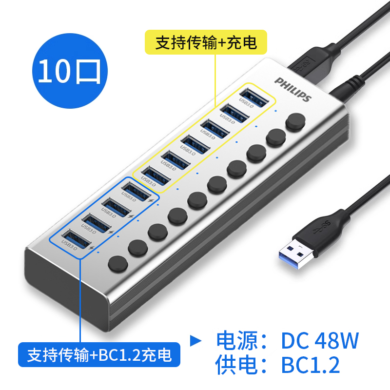 SKU圖_5_【銀灰色十口-升級(jí)款】配48W適配器支持手機(jī)平板充電.jpg