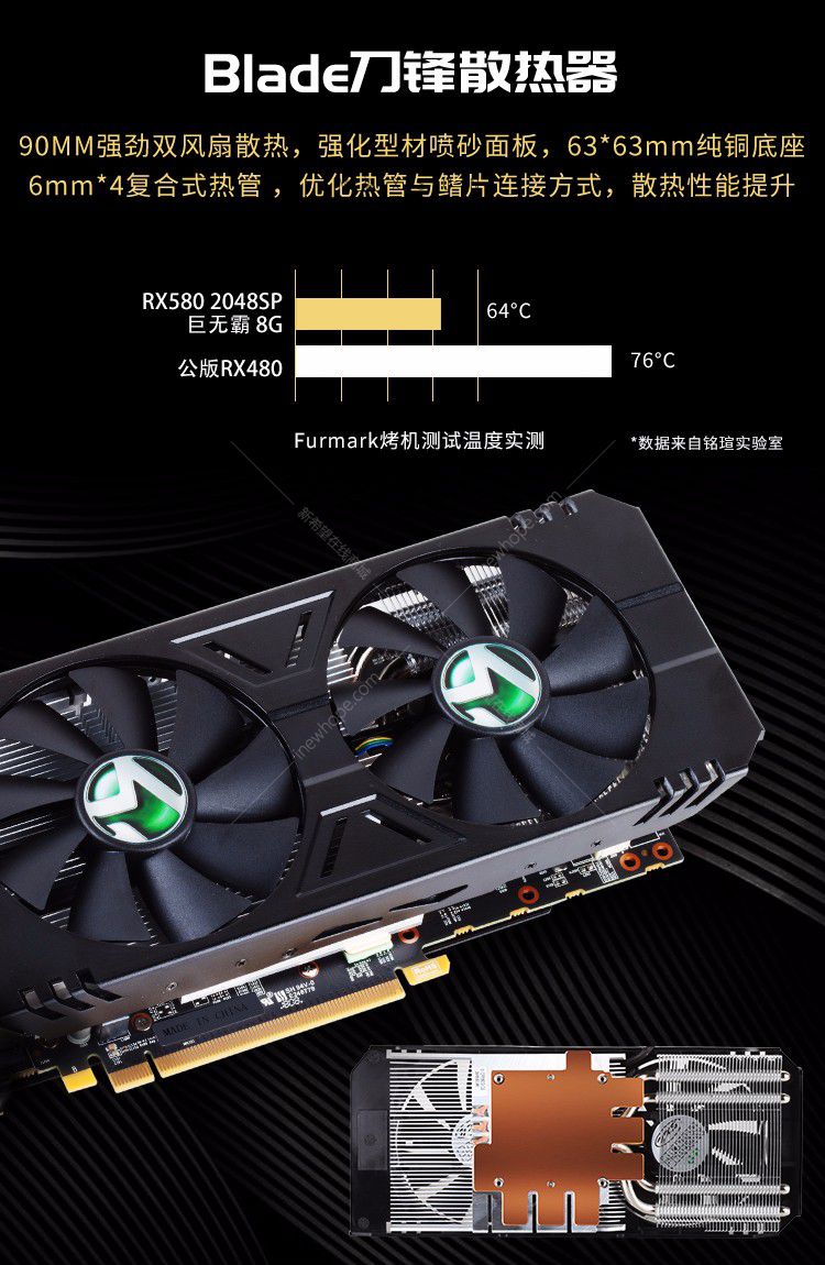 铭瑄rx580巨无霸4g独立显卡dvihdmi3dp